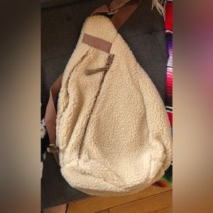 Tan fuzzy sling back